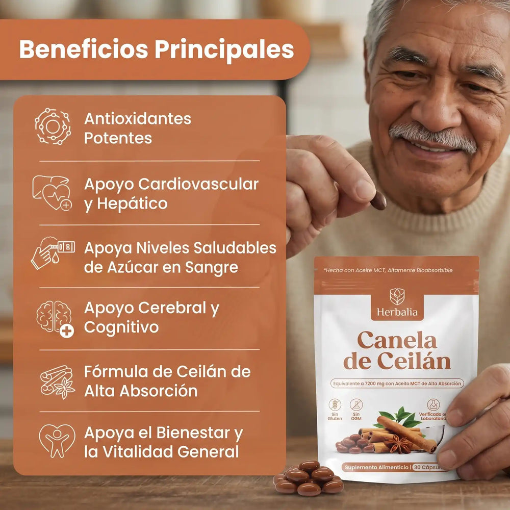Canela de Ceilán con Aceite MCT – Equivalente a 7200 mg