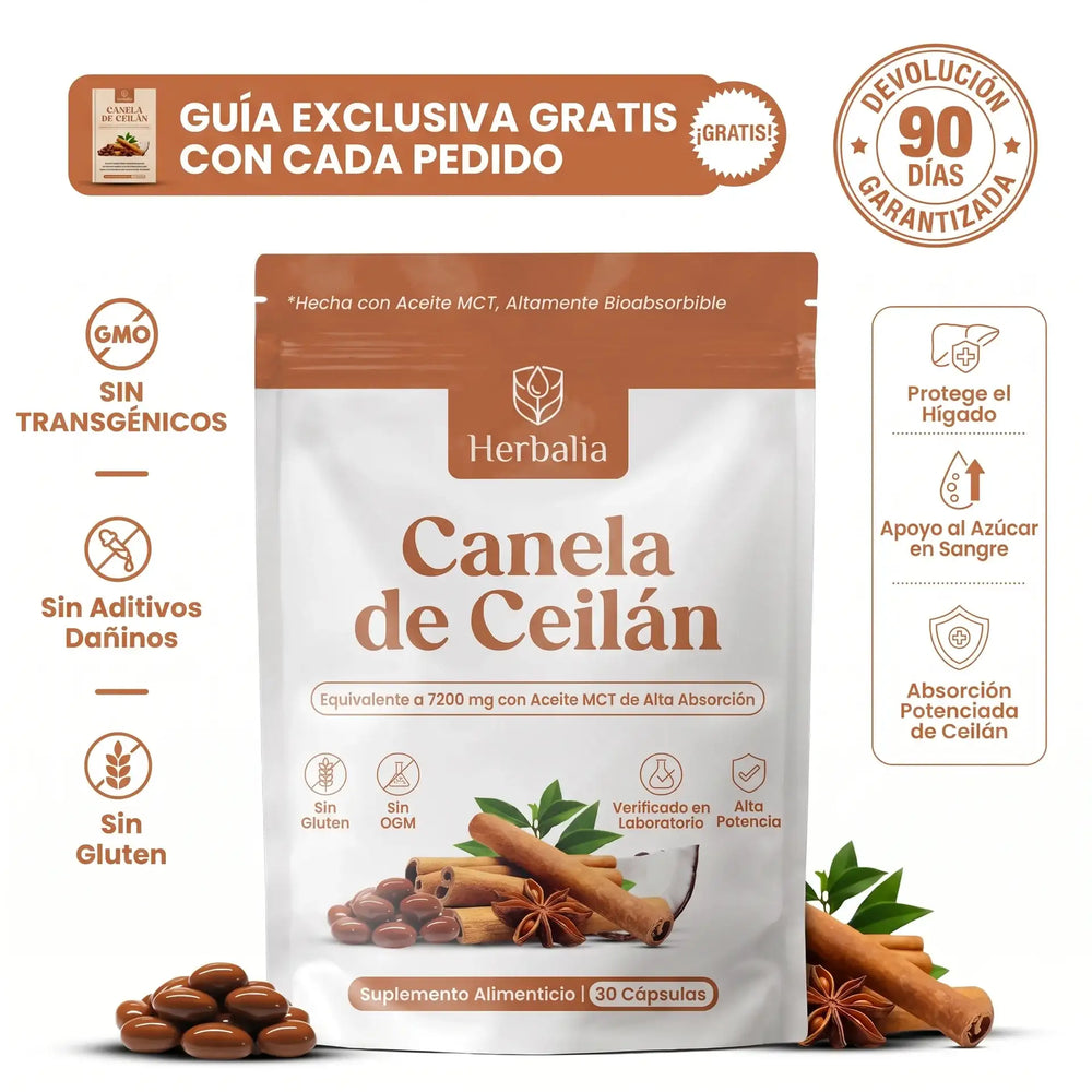 Canela de Ceilán con Aceite MCT – Equivalente a 7200 mg
