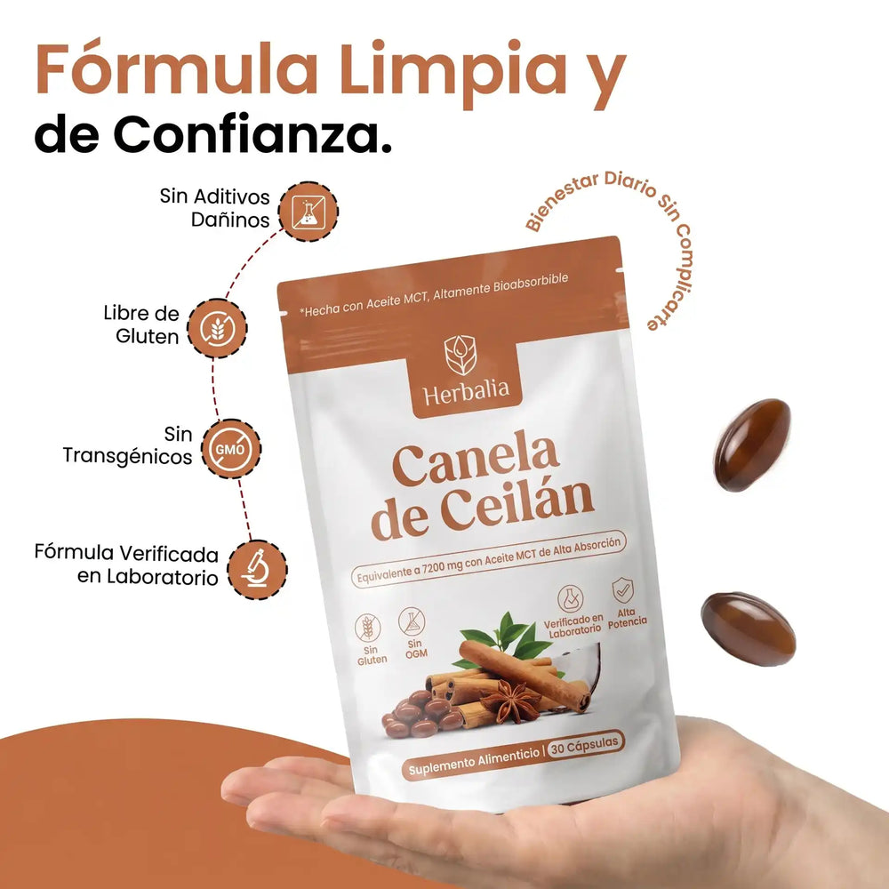 Canela de Ceilán con Aceite MCT – Equivalente a 7200 mg