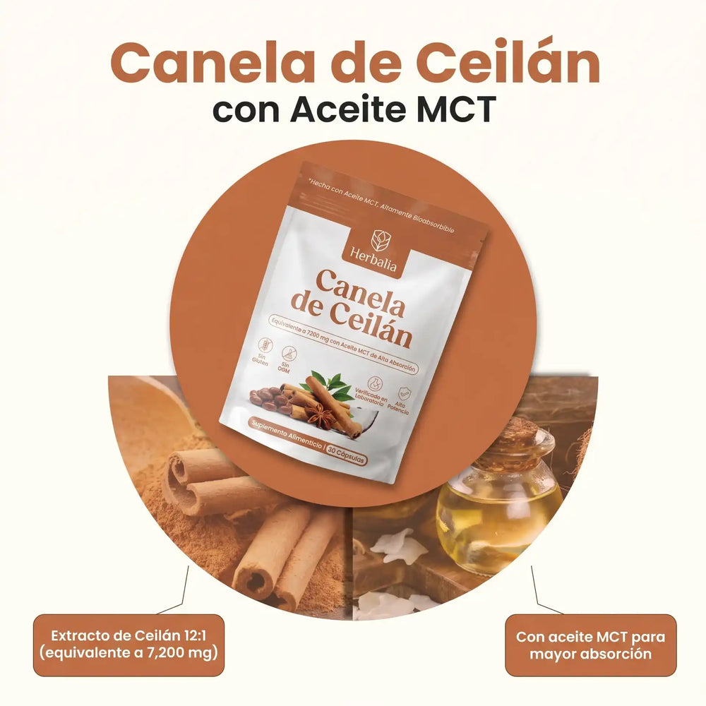 Canela de Ceilán con Aceite MCT – Equivalente a 7200 mg
