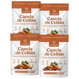 4 bolsas de Canela de Ceilán con Aceite MCT – Equivalente a 7200 mg